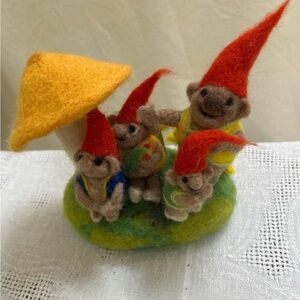 Handfelted Gnome Figurine Waldorf troll family